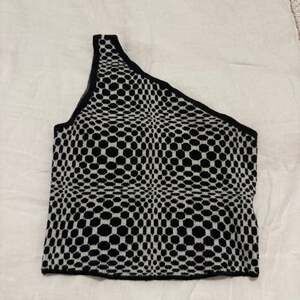 Motel Rocks Laria High Neck Long Sleeve Top in Optic Monochrome Square